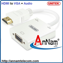 Cáp chuyển đổi HDMI to VGA + audio Unitek Y-6333WH