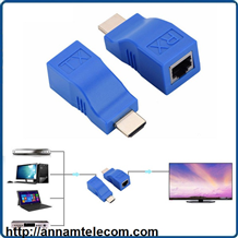HDMI Extender 30m Nối dài HDMI bằng dây mạng lan RJ45 - HDMI Extender by cat-5e/6 cable (Xanh)