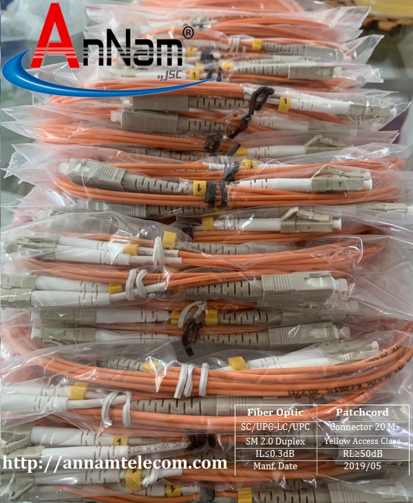 Dây nhảy quang 20m Multimode LC-SC Duplex, Patchcord LC-SC Duplex OM1 lõi 2.0 hoặc 3.0